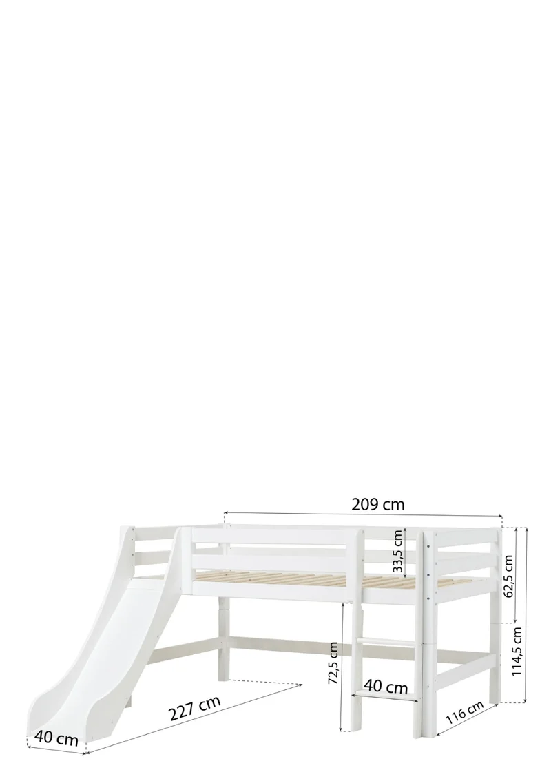 'ECO Luxury' Spielbett mit Rutsche weiß 200 x 120 cm
