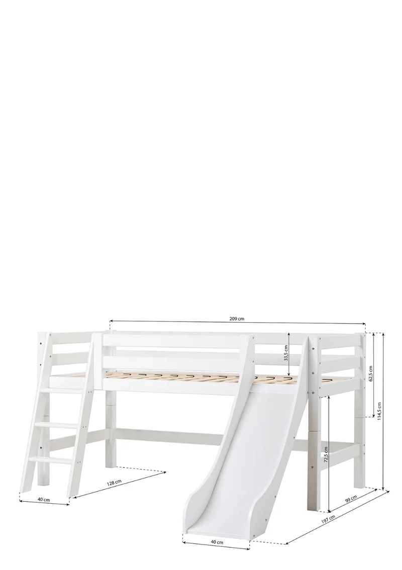 'ECO Luxury' Spielbett mit Rutsche weiß 200 x 90 cm