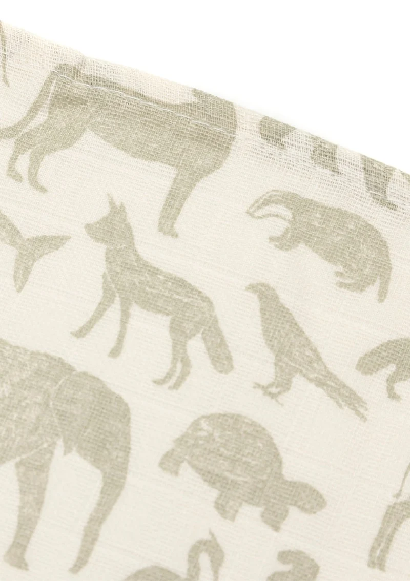 3er-Set Mulltücher 'Animals' Olive Green 70 x 70 cm