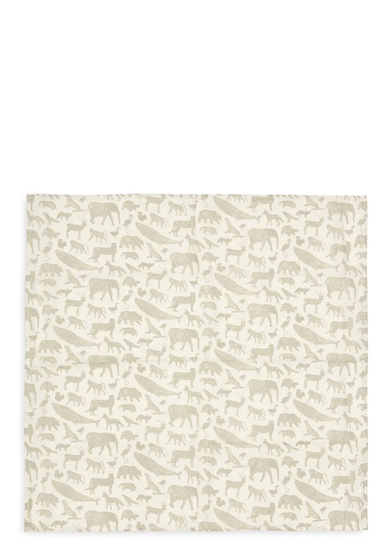 3er-Set Mulltücher 'Animals' Olive Green 70 x 70 cm