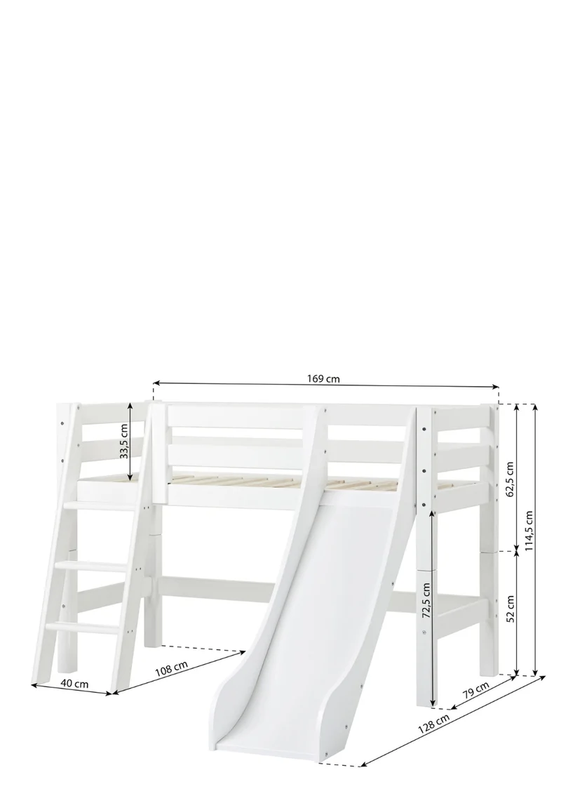 'ECO Luxury' Spielbett mit Rutsche weiß 160 x 70 cm