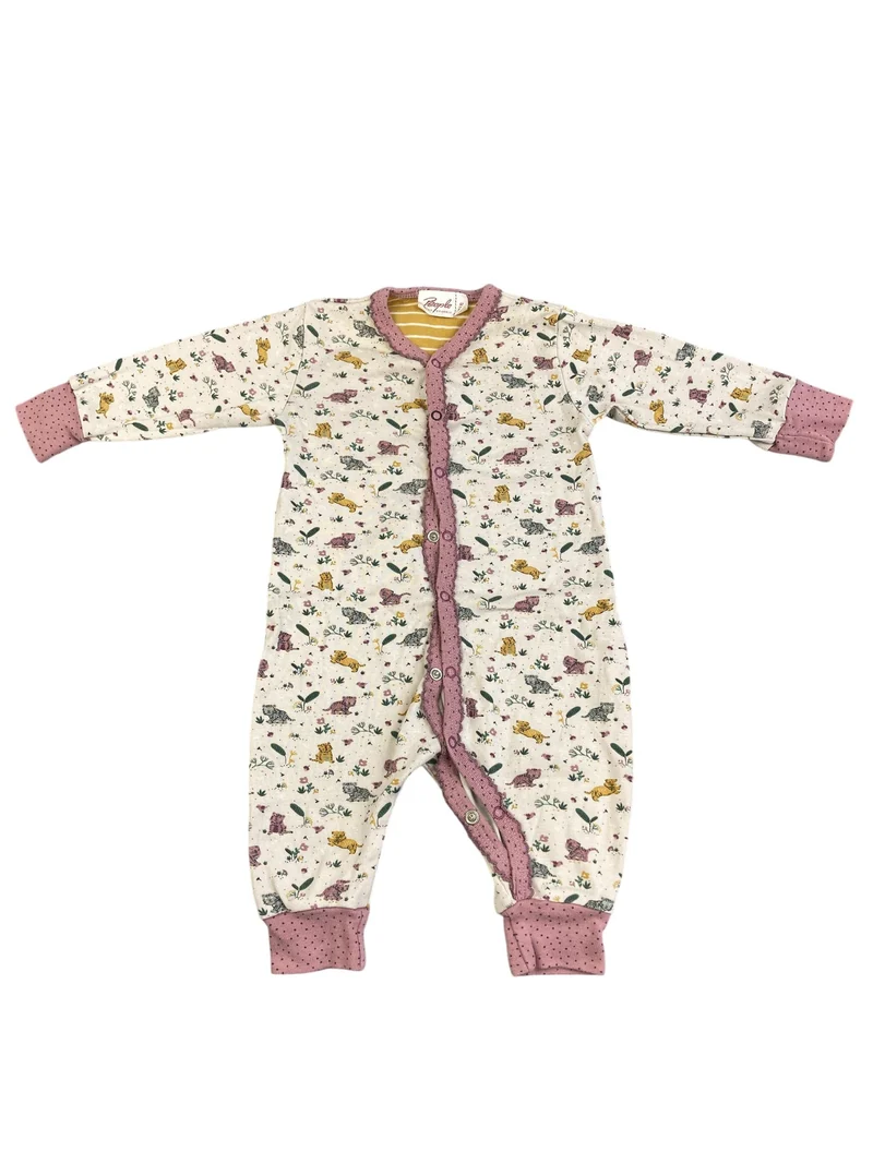 People Wear Organic Langarmschlafanzug Blumen Tiger 62 | 03m
