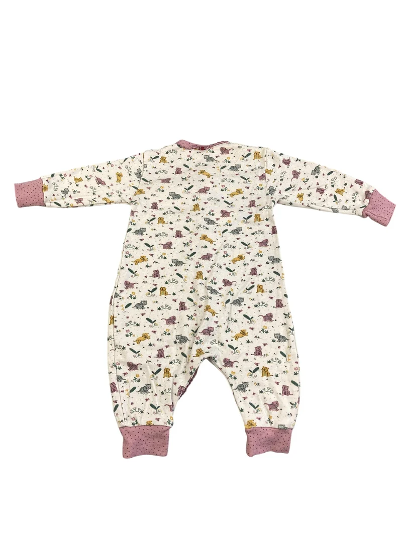 People Wear Organic Langarmschlafanzug Blumen Tiger 62 | 03m