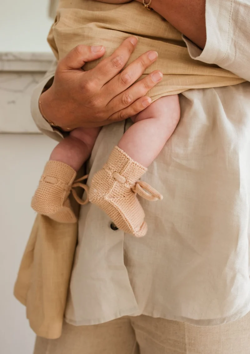 Merino Baby Booties Apricot