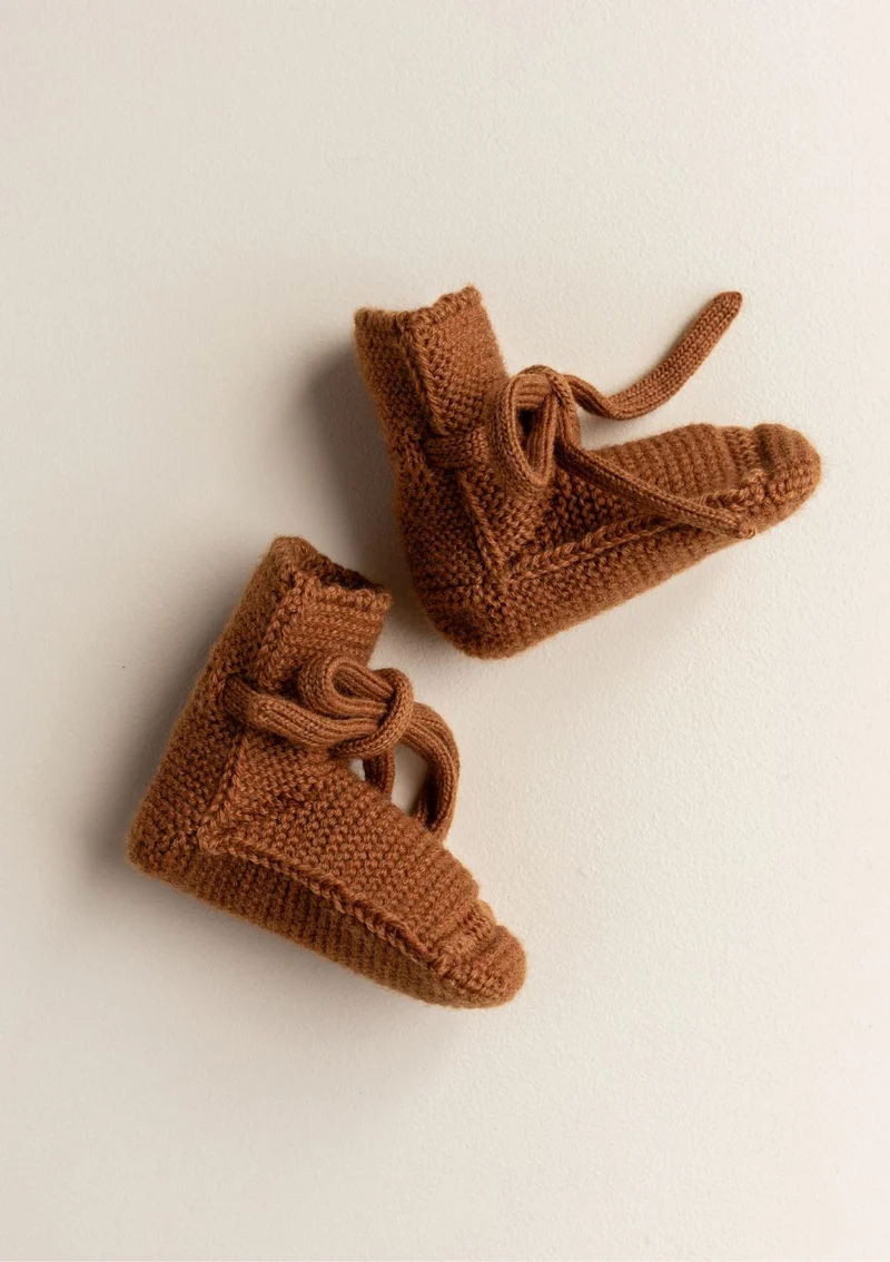 Merino Baby Booties Rust