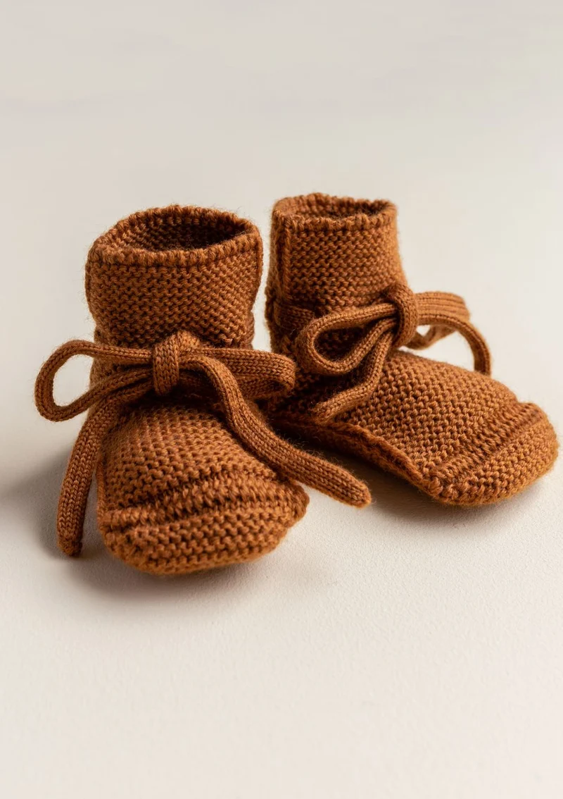 Merino Baby Booties Rust