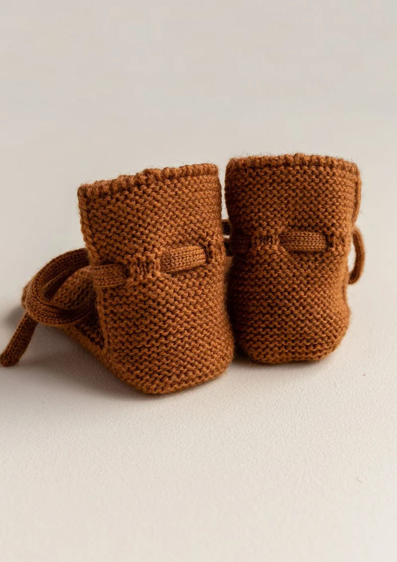 Merino Baby Booties Rust