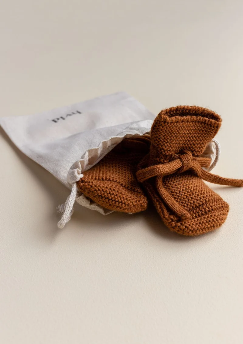 Merino Baby Booties Rust