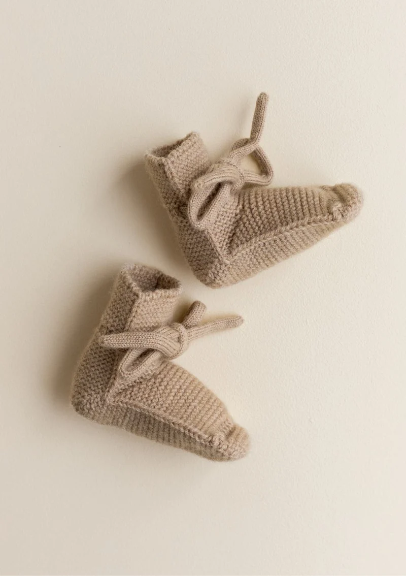 Merino Baby Booties Sand