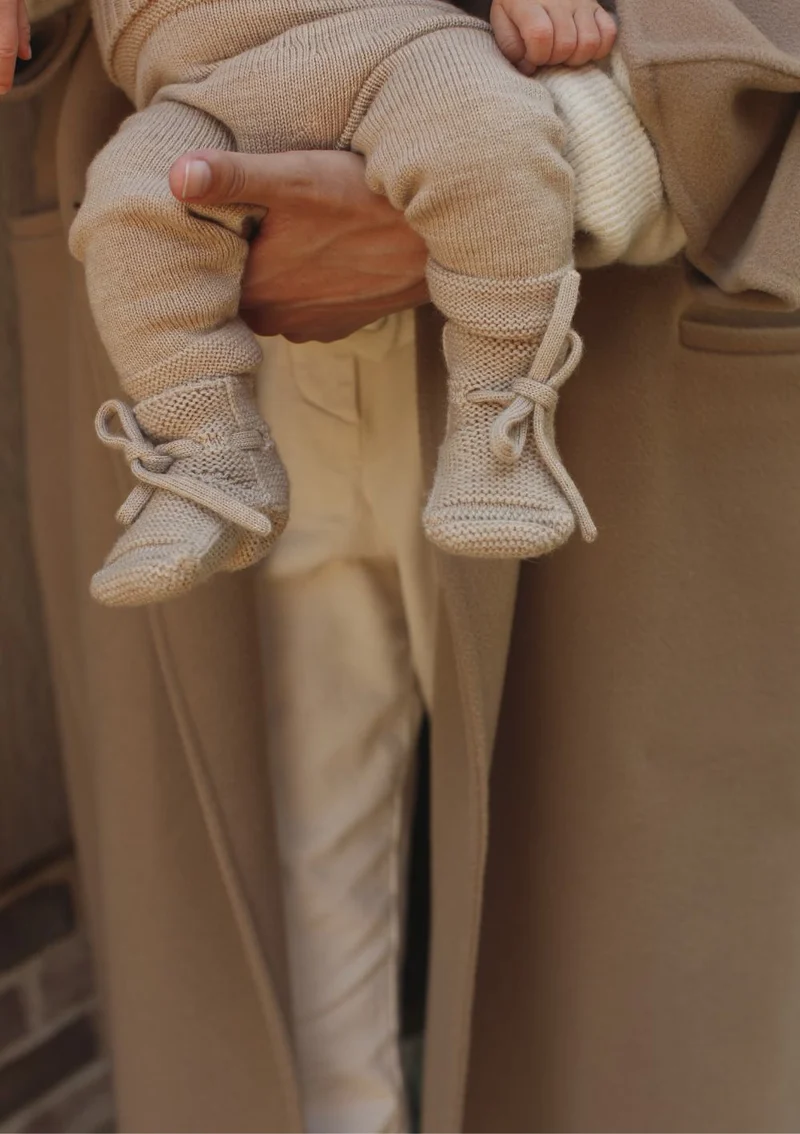 Merino Baby Booties Sand