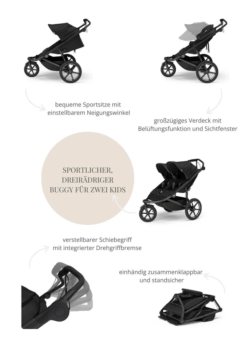 Sportwagen 'Urban Glide 3 Double' Black