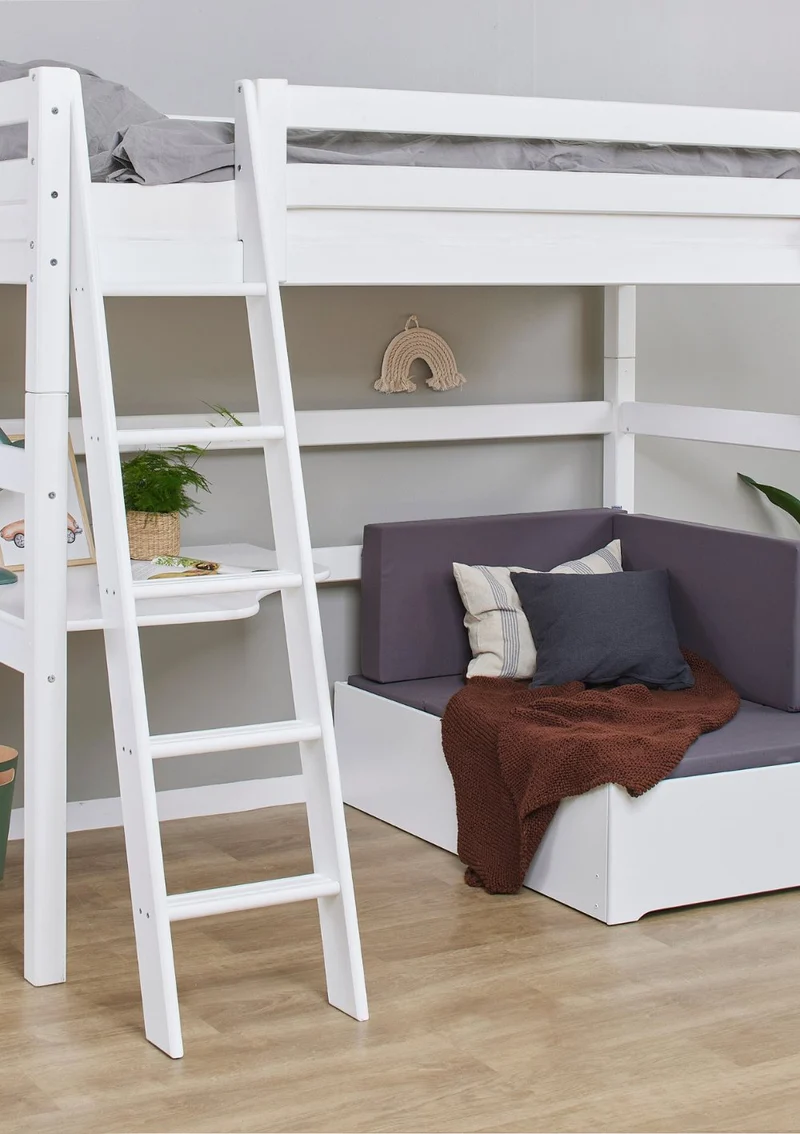 'ECO Luxury' MEGA-Bett mit Schreibtisch & Lounge-Modul weiß 200 x 90 cm