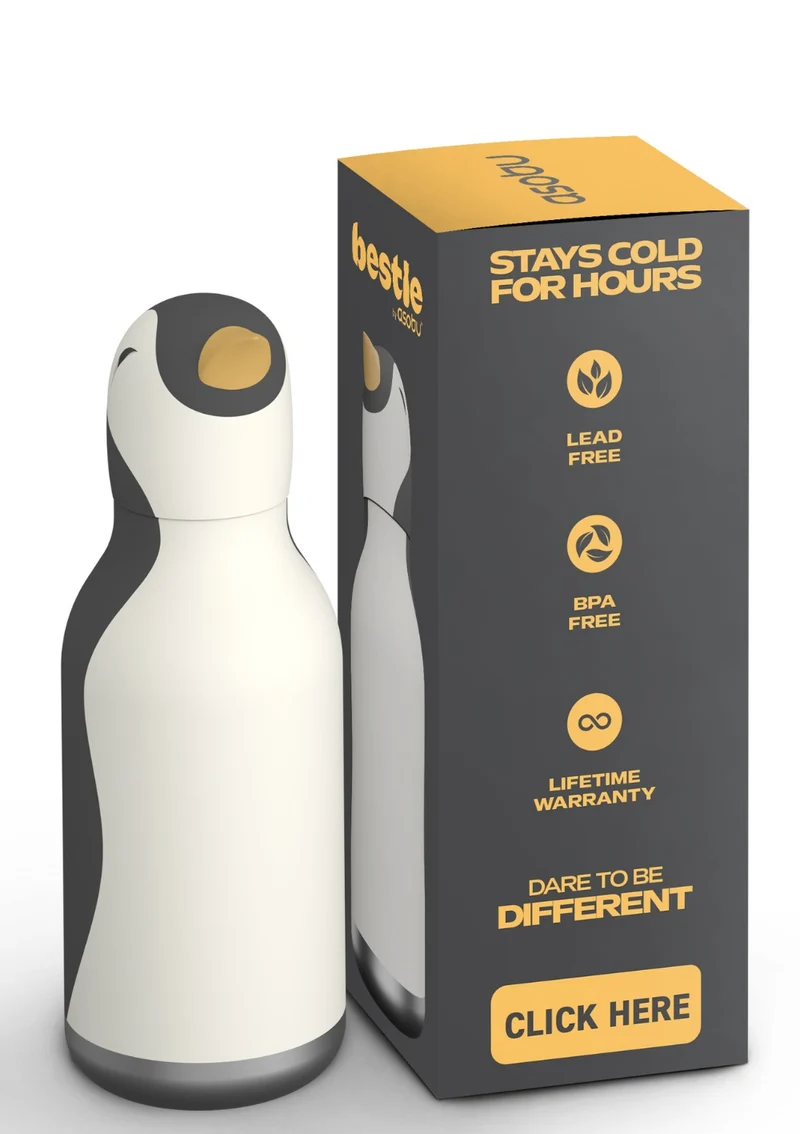 Bestie Trinkflasche Pinguin 'Arlo the Penguin' schwarz/weiß 460 ml