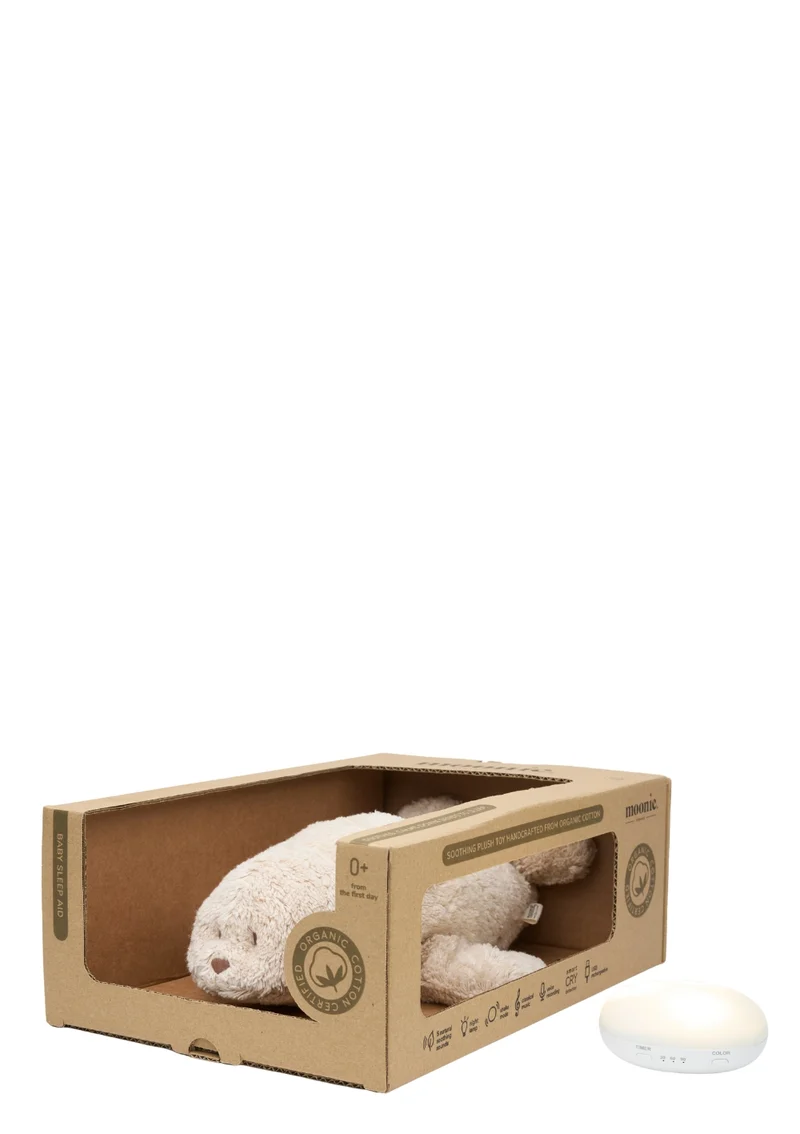 Einschlaf-Robbe mit Licht 'Organic Humming Seal' Sand