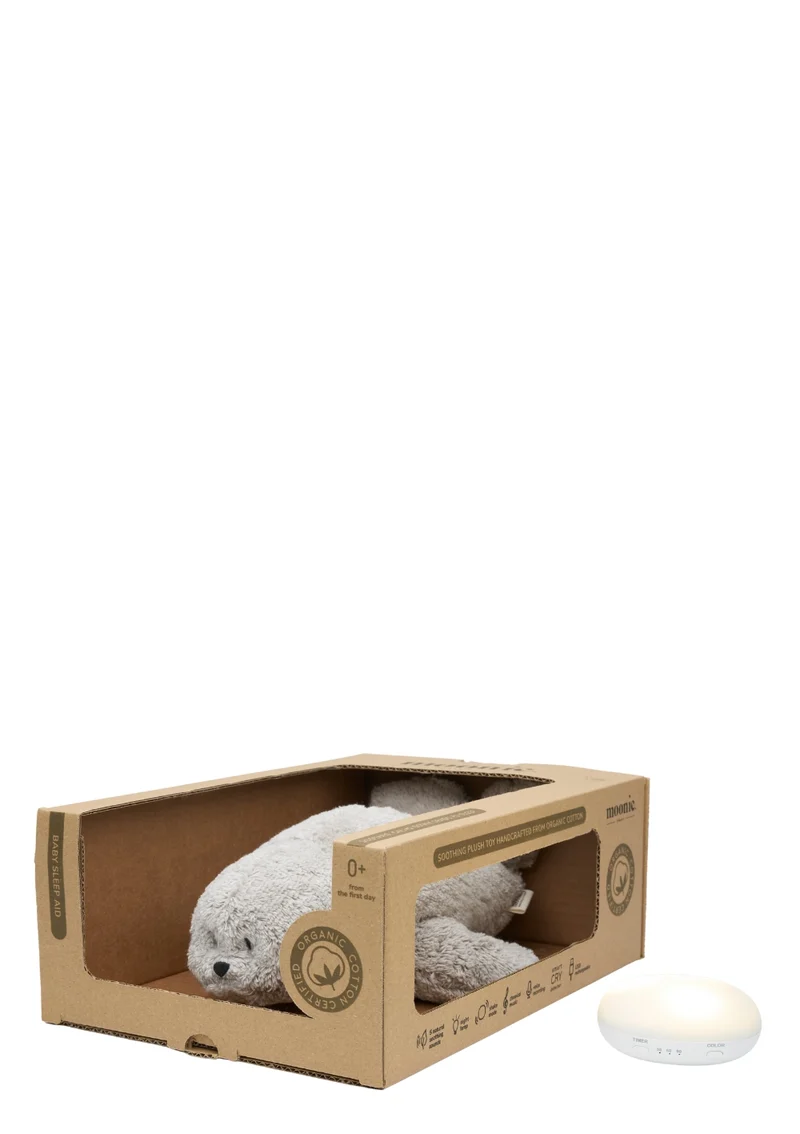 Einschlaf-Robbe mit Licht 'Organic Humming Seal' Gray