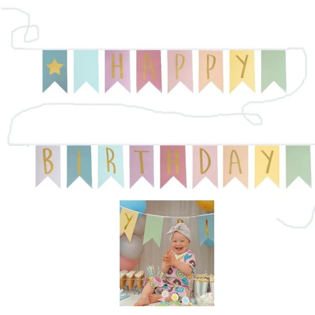 Jabadabado Wimpelkette Happy Birthday Gold
