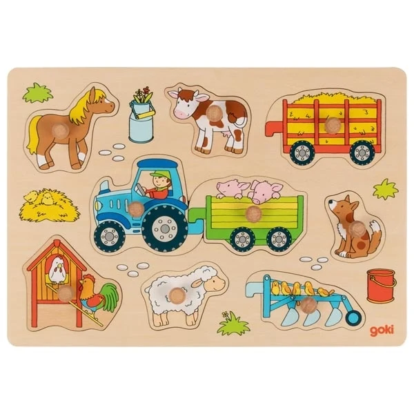 Goki Baby Steckpuzzle Traktor Bauernhof 1J+