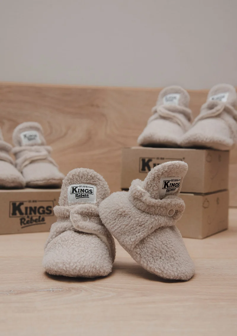 Baby Booties Teddy Beige