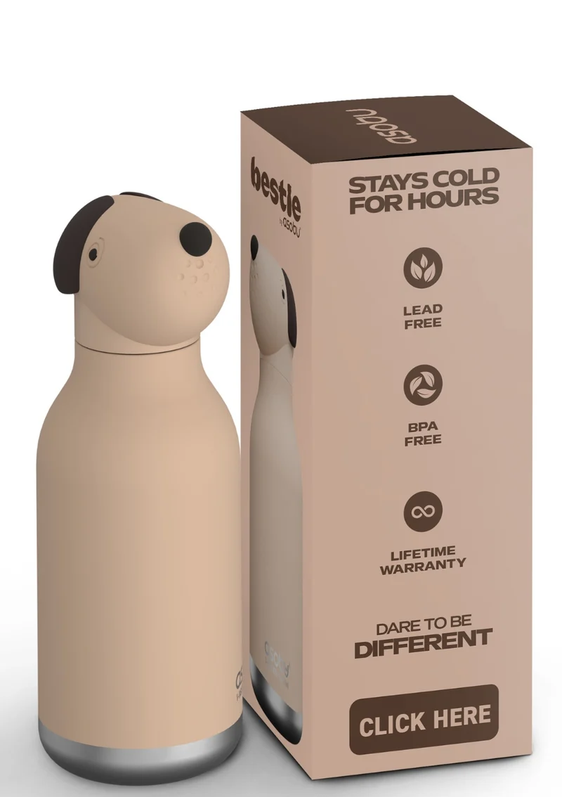 Bestie Trinkflasche Hund 'Duke the Dog' beige 460 ml