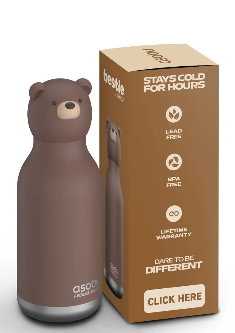 Bestie Trinkflasche Eisbär 'Chillington the Polar Bear' braun 460 ml