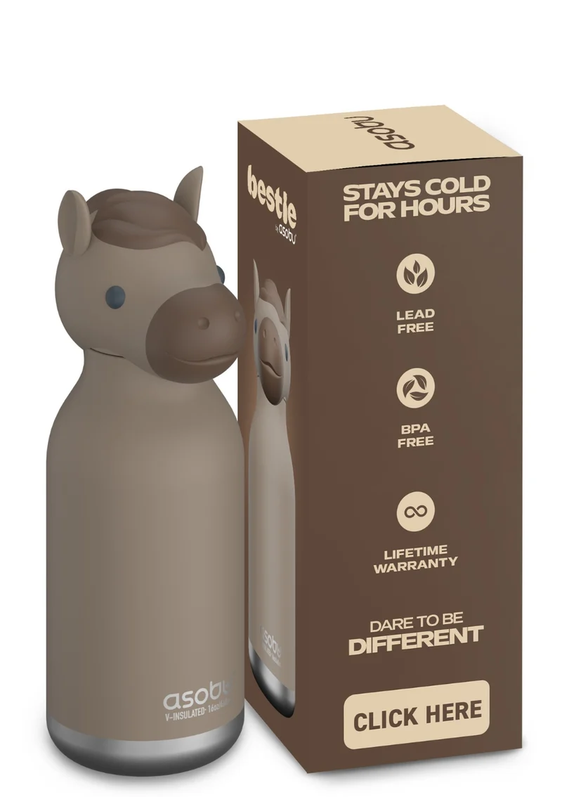 Bestie Trinkflasche Pferd 'Meadow the Horse' braun 460 ml