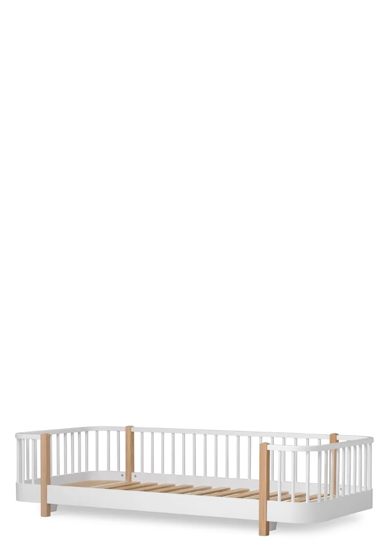 Bodenbett 'Wood Original' Weiß / Eiche 200 x 90 cm