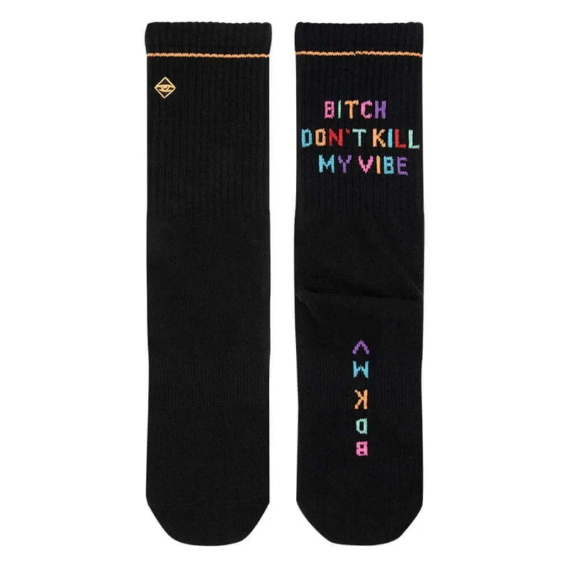 "Bitch, don´t kill my vibe" - schwarze Tennissocken von J. Clay für Frauen und Männer