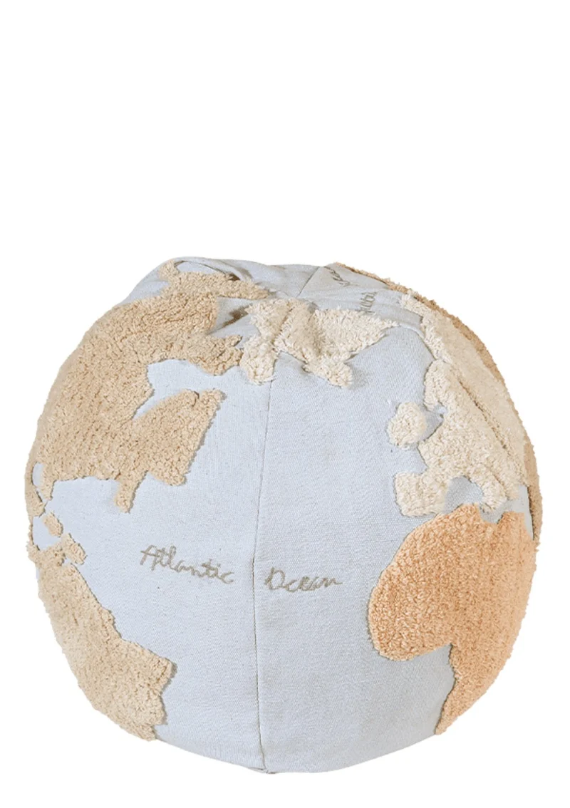 Sitzpouf 'World Map' Natural / Blue