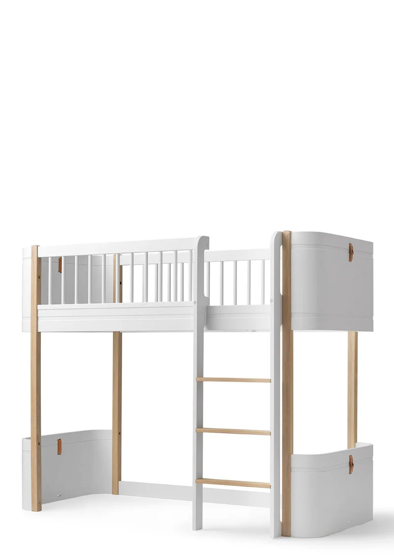 Umbauset für 'Wood Mini+' Babybett inkl. Junior-Erweiterung zum halbhohen Hochbett Weiß / Eiche