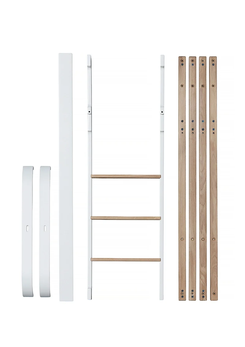 Umbauset für 'Wood Mini+' Babybett inkl. Junior-Erweiterung zum halbhohen Hochbett Weiß / Eiche