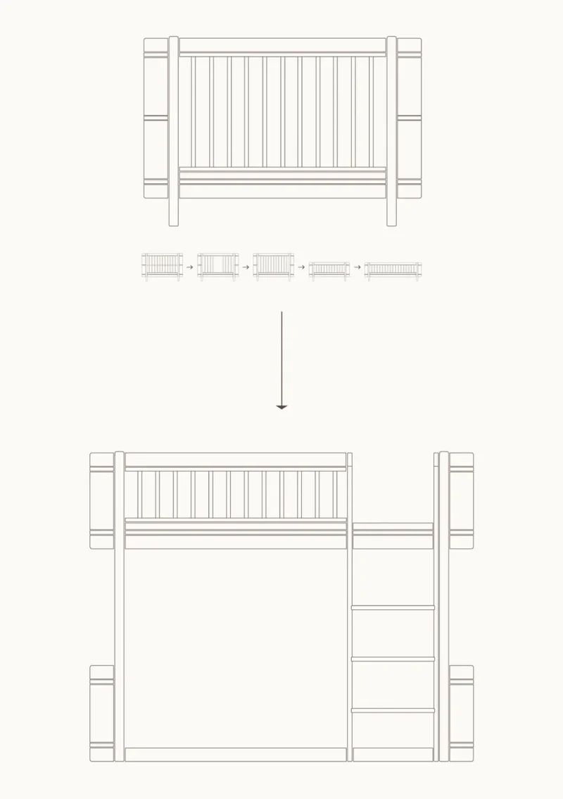 Umbauset für 'Wood Mini+' Babybett inkl. Junior-Erweiterung zum halbhohen Hochbett Weiß