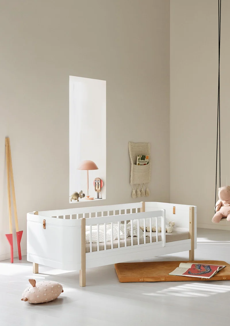 Umbauset für 'Wood Mini+' halbhohes Etagenbett zu zwei Juniorbetten Weiß / Eiche
