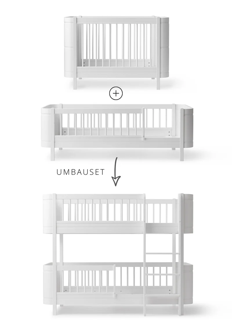 Umbauset für 'Wood Mini+' Baby- und Juniorbett zum halbhohen Etagenbett Weiß