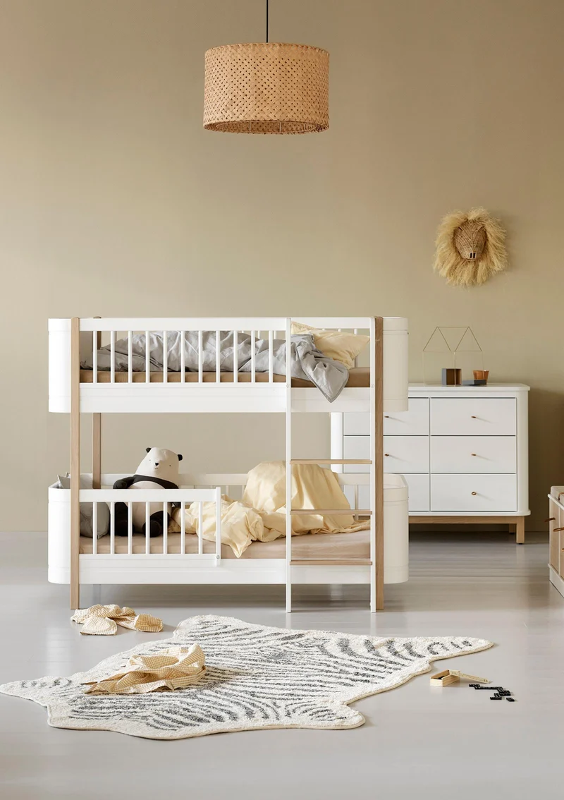 Umbauset für 'Wood Mini+' Juniorbett zum halbhohen Etagenbett Weiß / Eiche