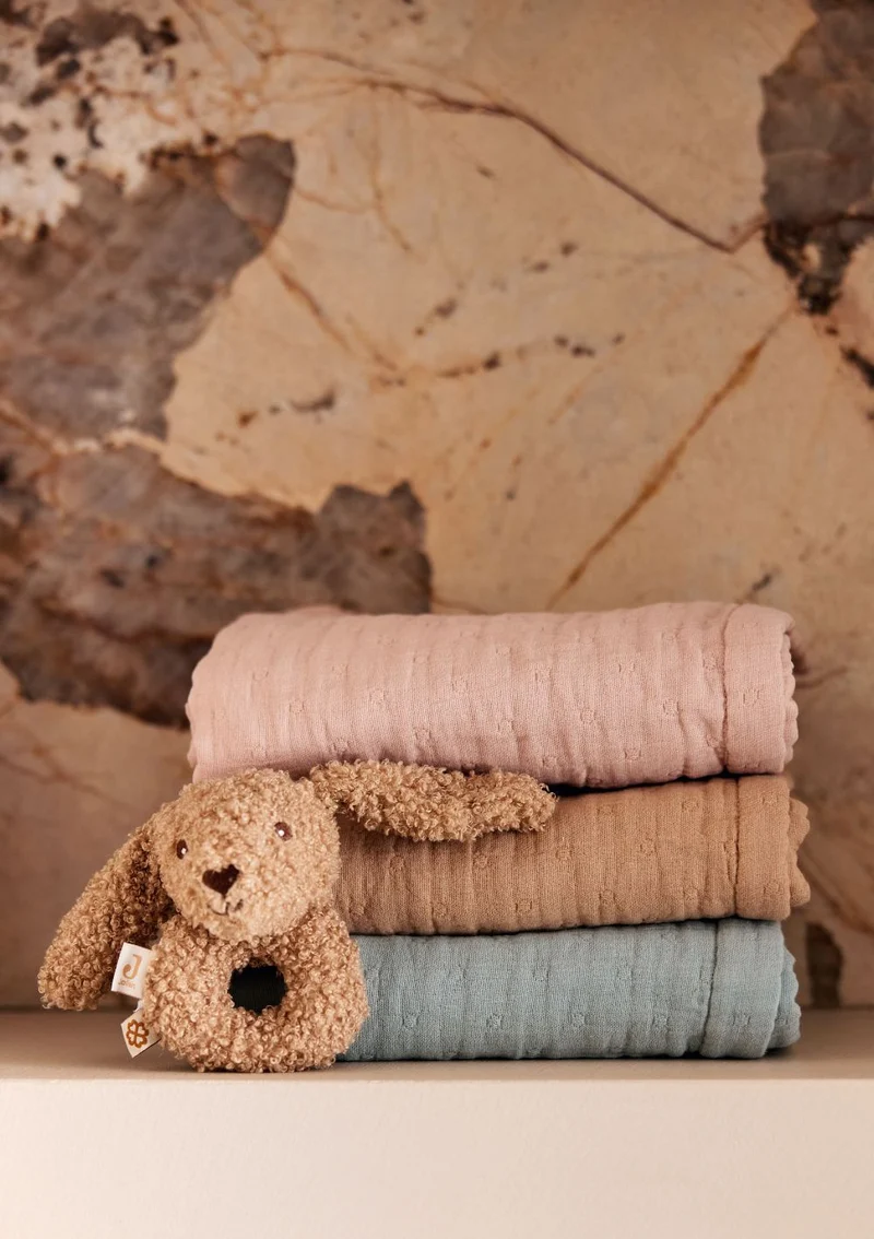 Musselin Decke Wiege 'Jacquard' Biscuit 100 x 75 cm