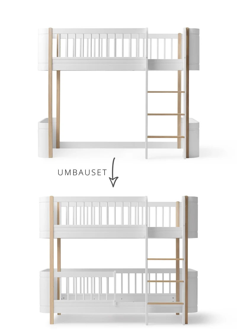 Umbauset für 'Wood Mini+' halbhohes Hochbett zum halbhohen Etagenbett Weiß / Eiche