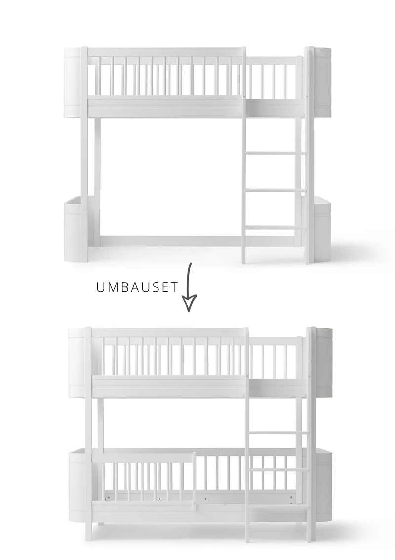 Umbauset für 'Wood Mini+' halbhohes Hochbett zum halbhohen Etagenbett Weiß
