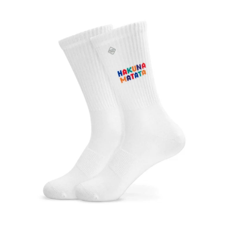 "Hakuna Matata" - weiße Tennissocken von J. Clay für Frauen und Männer