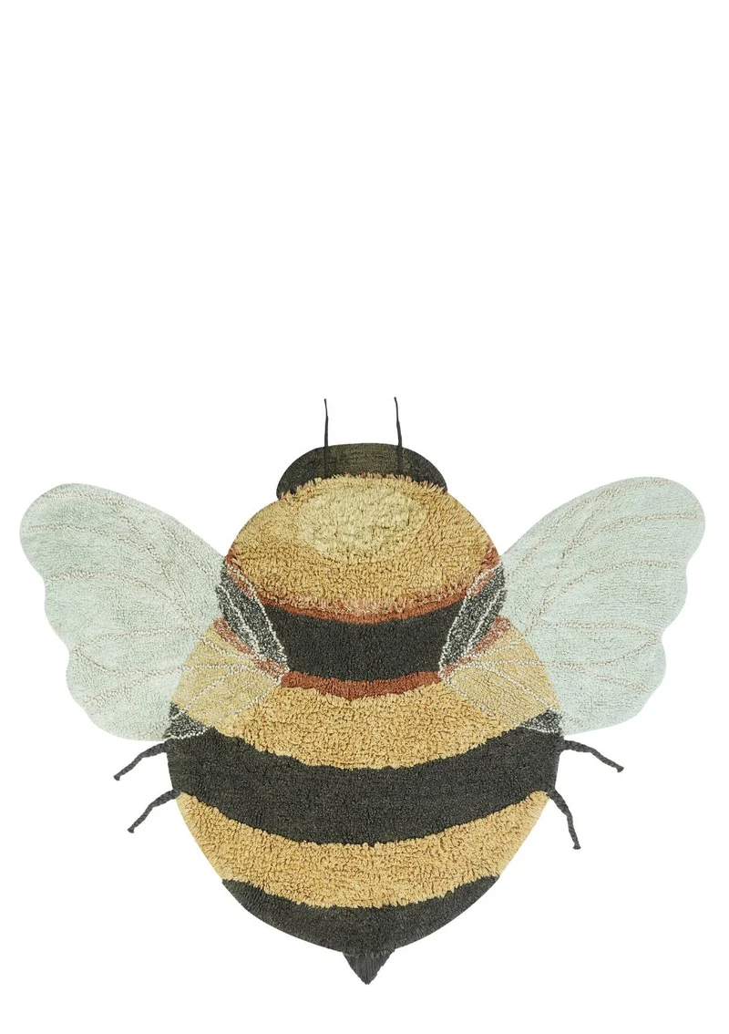Teppich mit Tiermotiv 'Bee' Honey / Black / Natural waschbar 150 x 115 cm