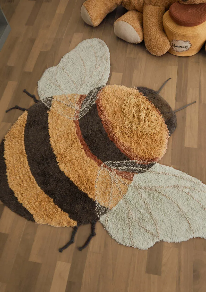 Teppich mit Tiermotiv 'Bee' Honey / Black / Natural waschbar 150 x 115 cm