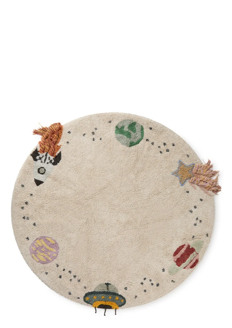 Teppich mit Weltraum-Motiven 'Interstellar Journey' waschbar Ø 140 cm