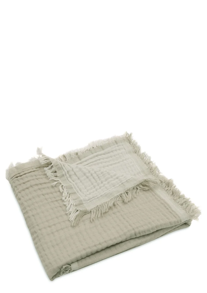 Musselin Decke Wiege 'Fringe' Olive Green 100 x 75 cm