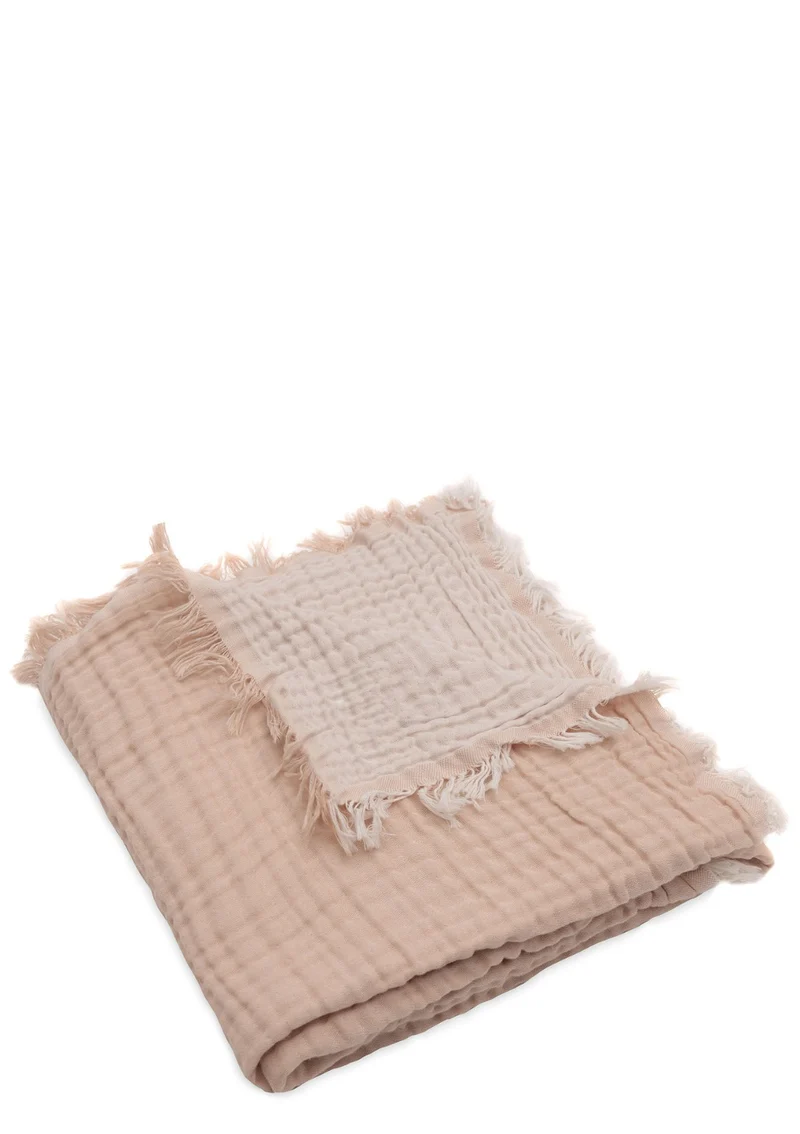 Musselin Decke 'Fringe' Moonstone 120 x 120 cm