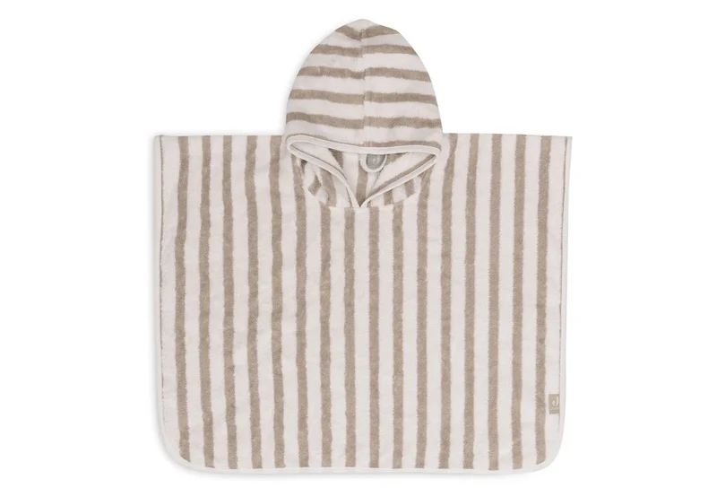 Gestreifter Badeponcho "Olive green" für Kinder, 1-4 Jahre