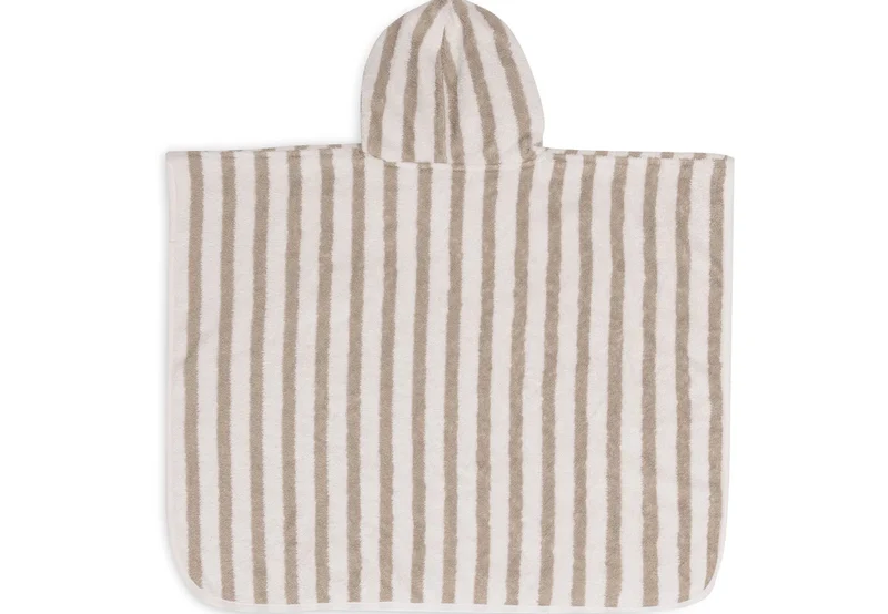 Gestreifter Badeponcho "Olive green" für Kinder, 1-4 Jahre