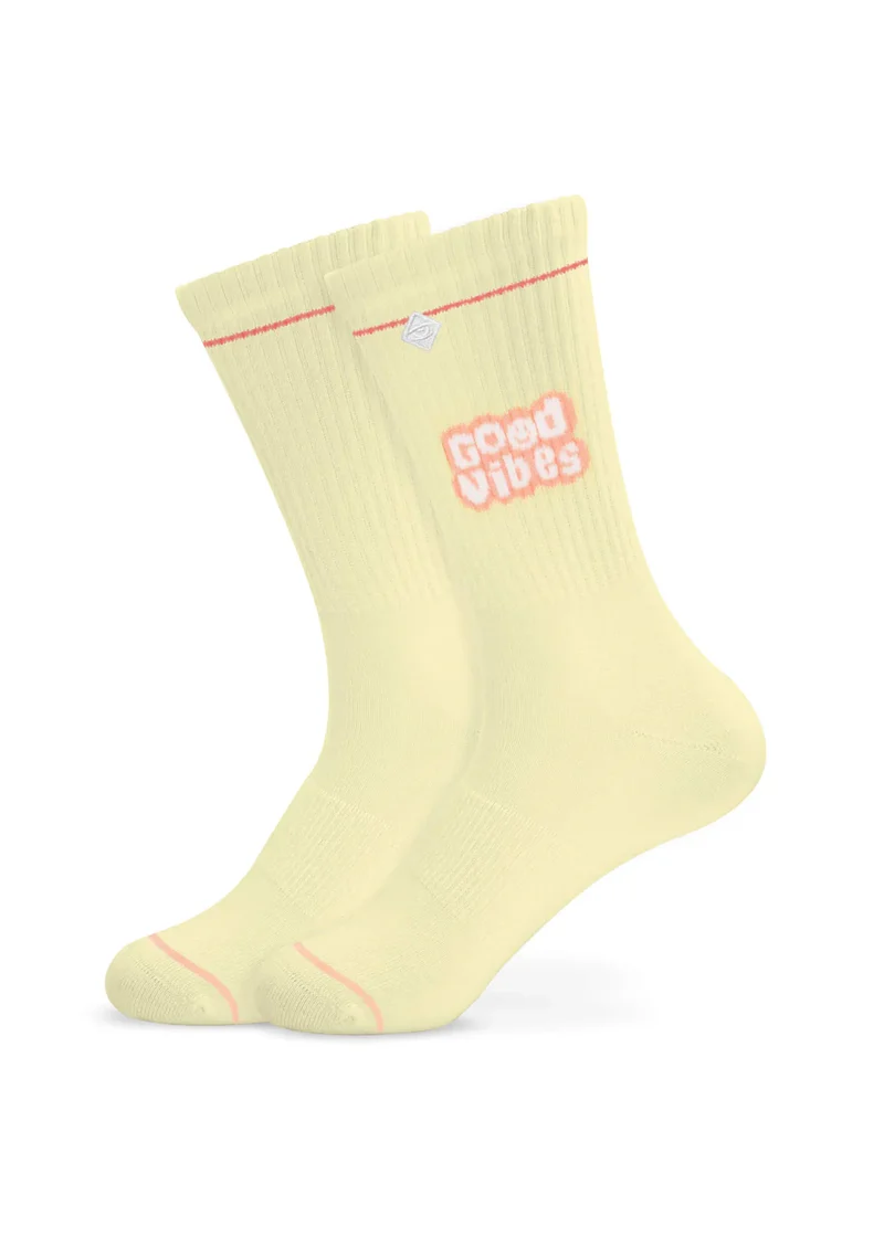 Gelbe Tennissocken "Good Vibes" von J. Clay für Frauen und Männer