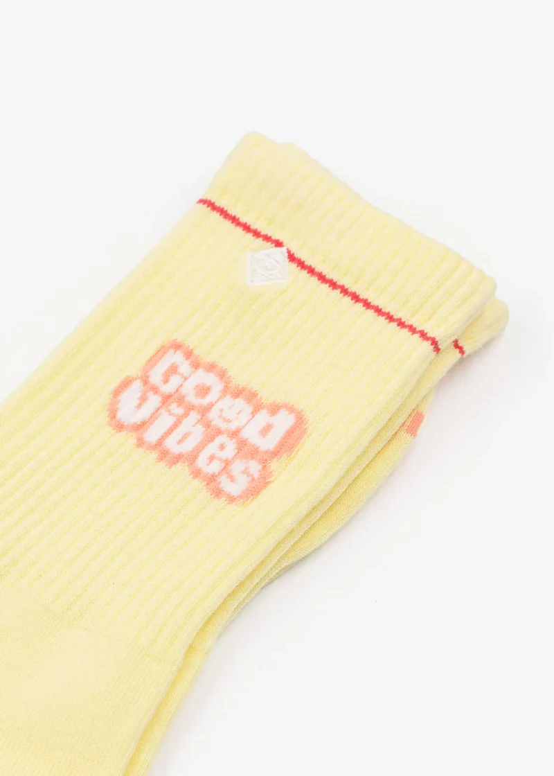 Gelbe Tennissocken "Good Vibes" von J. Clay für Frauen und Männer