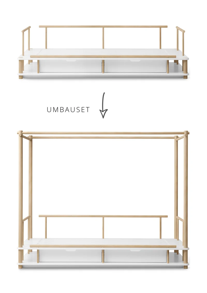 Umbauset für 'Camp Nomad' Bettsofa zum Himmelbett Eiche