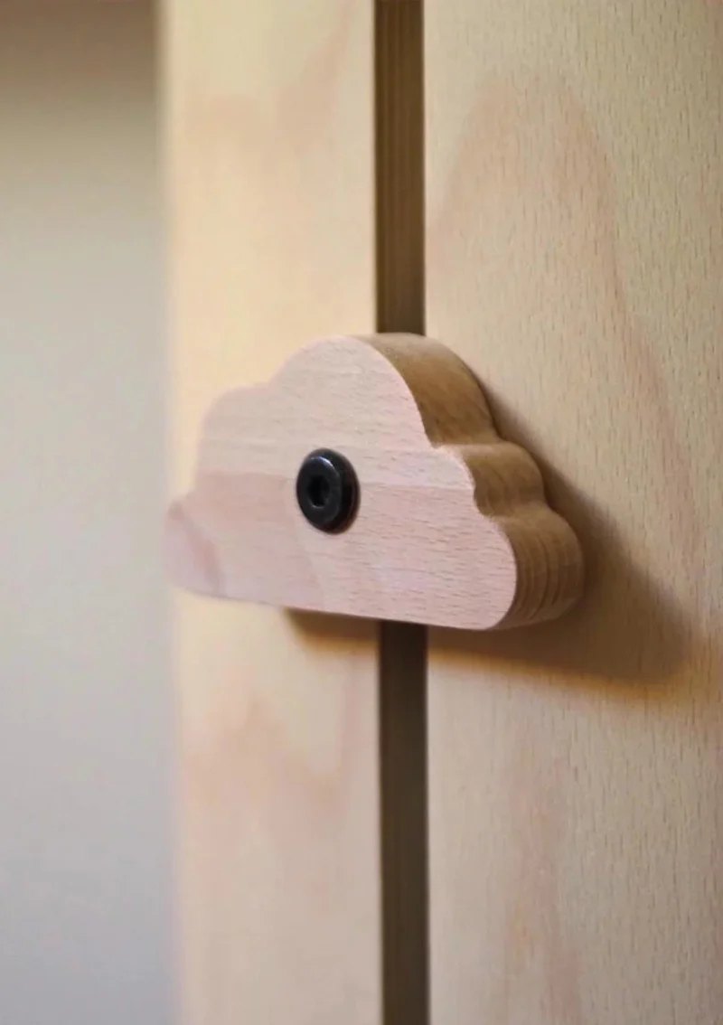 4er-Set Buchenknäufe 'Wolke' für das 4-in-1 Babybett