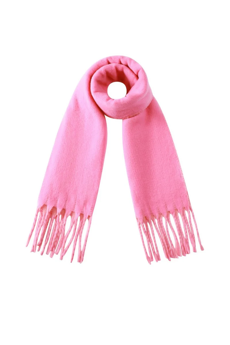 Kuscheliger Schal in pink mit Fransen, 50x180cm